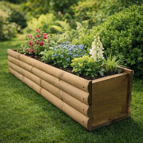 Wooden planter trough - trough, garden