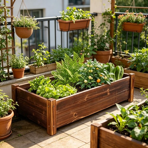 Wooden planters garden pot - wooden,