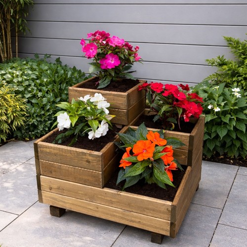 Wooden tiered planters plant - tiered,