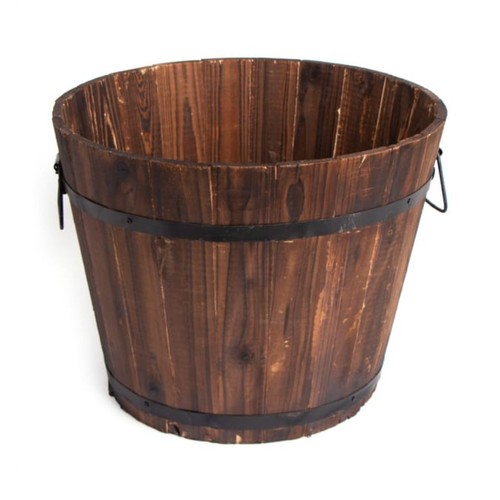 Whiskey half barrel planter - whiskey,