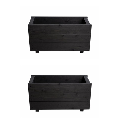 Deep wooden trough planters - wooden,
