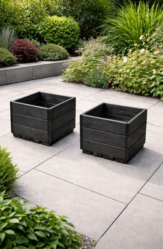 Square wooden planters set - planters,