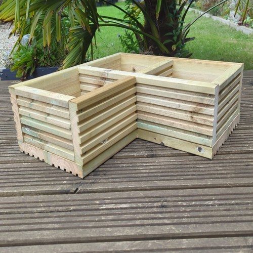 Corner wooden decking planter - corner,