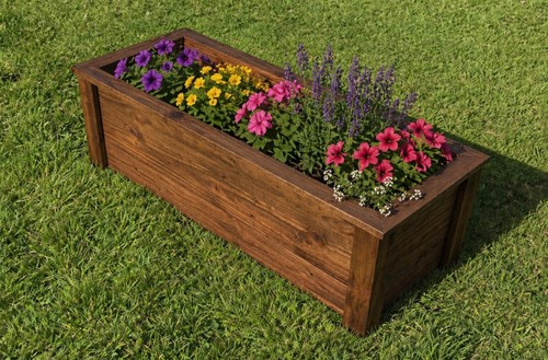 Wooden garden planter trough - wooden,