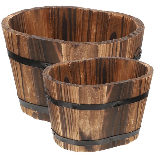 Small wood planter - box, brown