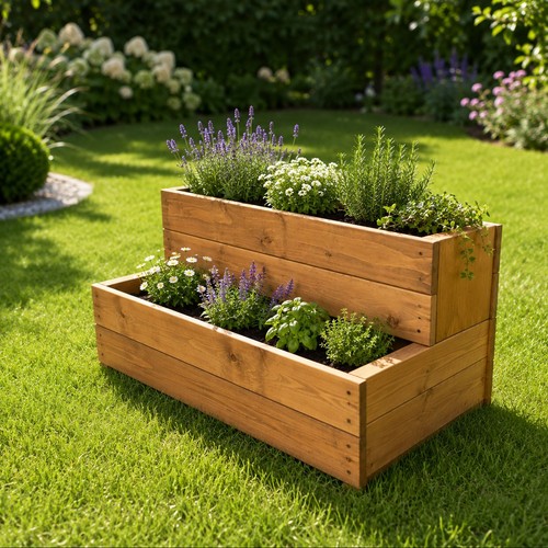 Tier wooden planter raised - 2,