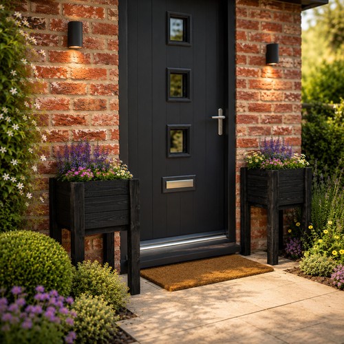 Tall wooden garden planters - garden,