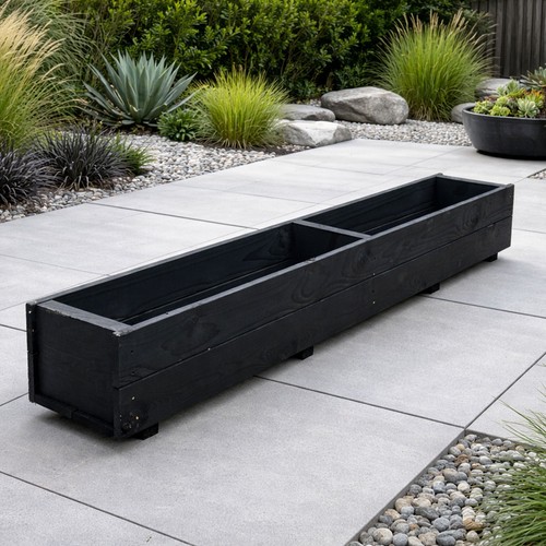 Wooden black planter extra - wooden,