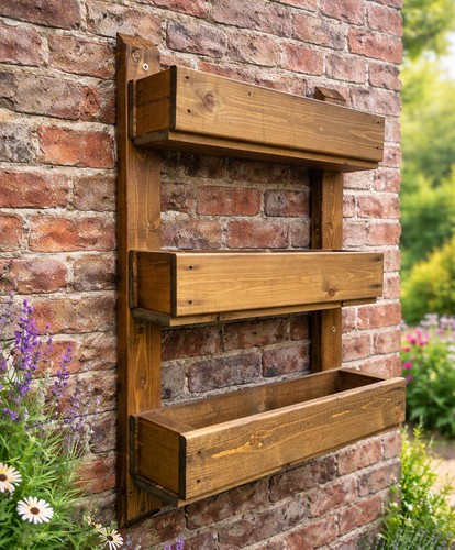 Wall wooden garden planter - wall,