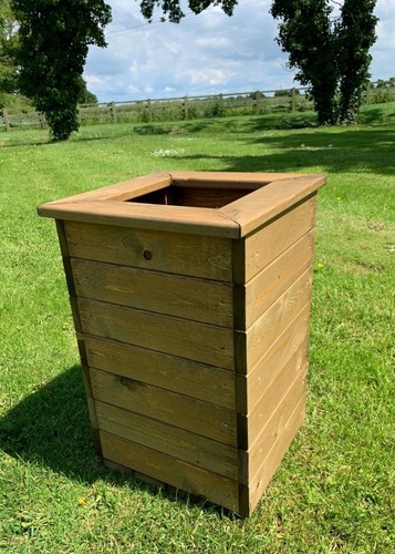 Deep high wooden planter - deep,