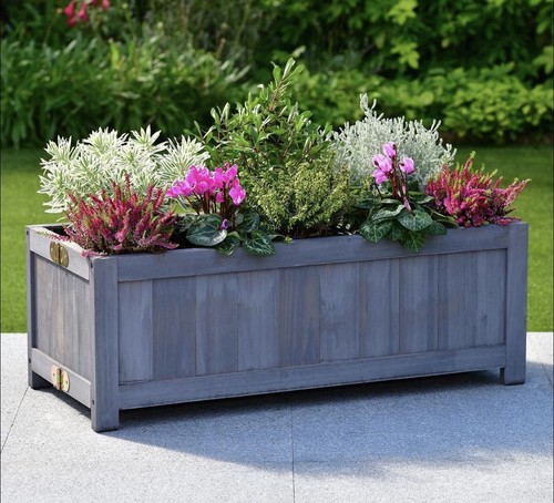 Folding wooden oblong planter - wooden,