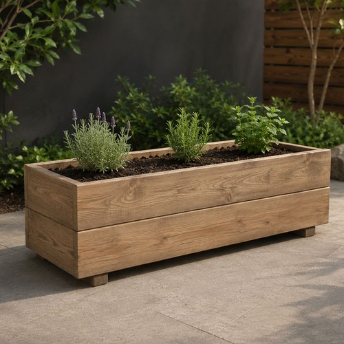 Rectangular wooden garden - ,