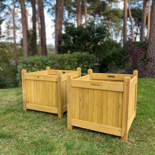 Square wooden garden planter - square,