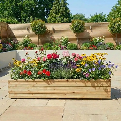 Pine raised wooden trough - raised,