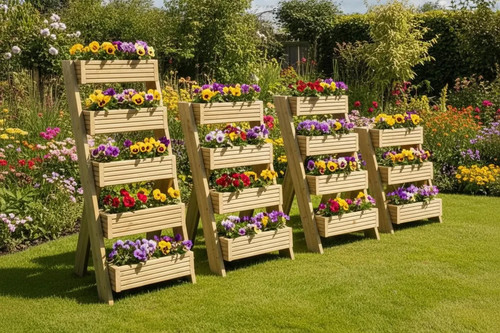 Handmade wooden tiered planter - handmade,