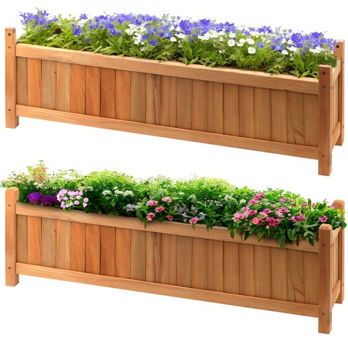 Rectangular wooden planter - wooden,