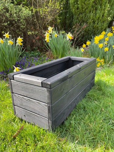 Black wooden planter - planter, trough