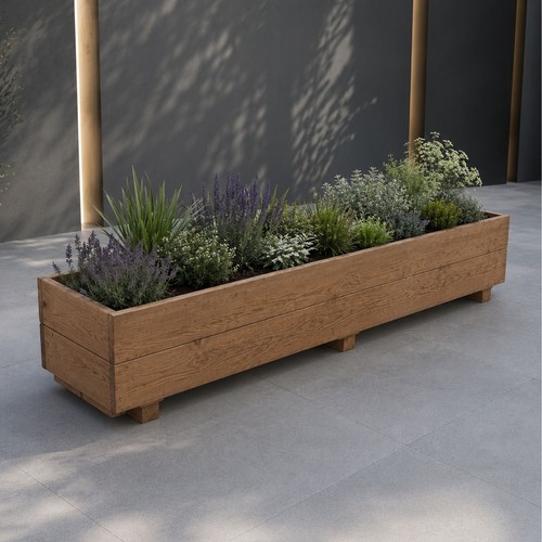 Large wooden garden planter - garden,