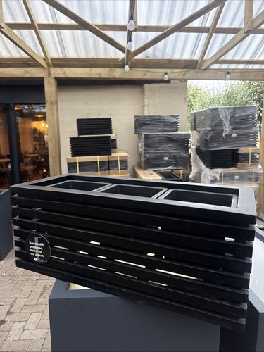 Black wooden planter - wooden,