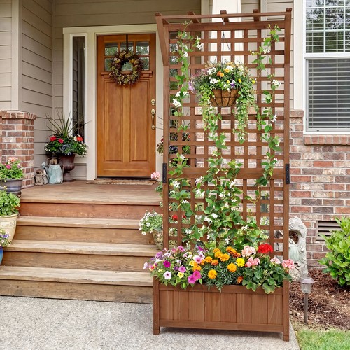 Outdoor wooden planter box - planter,