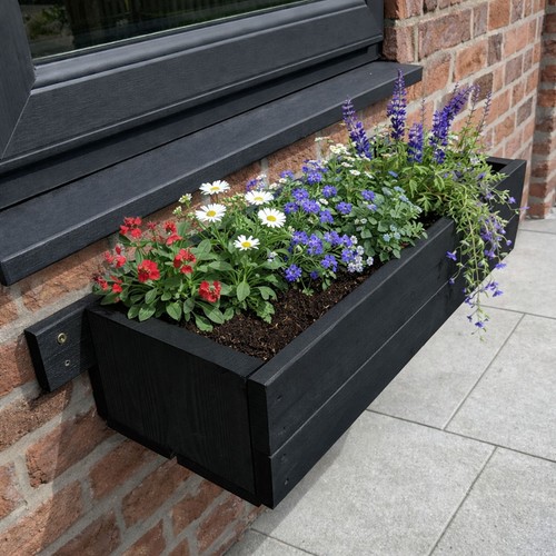 Wooden window box planter - window,