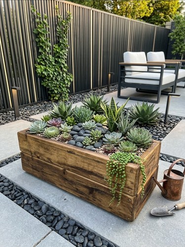 Rustic reclaimed wood planter - rustic,