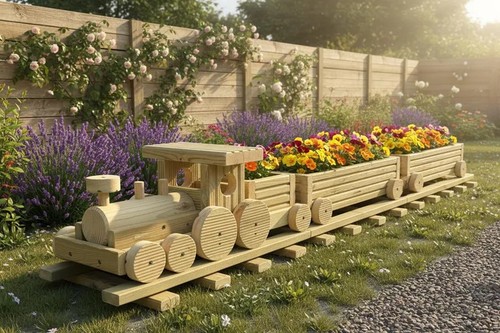 Wooden train garden - wooden,