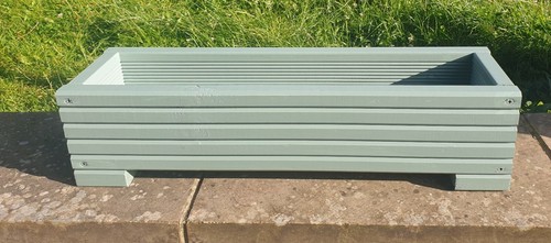 Sage green long wooden decking - wooden,