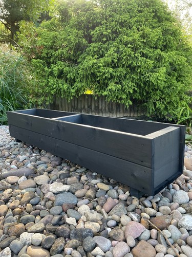 Charcoal black wooden planters - wooden,