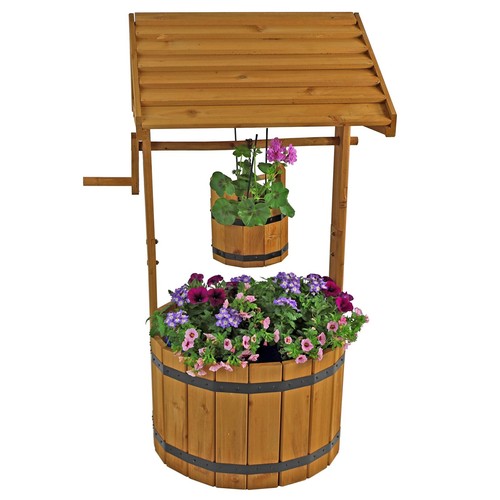 Wooden wishing well garden - wooden,