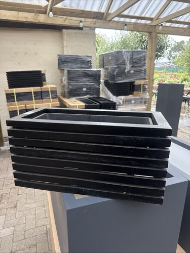 Black wooden planter trough - wooden,